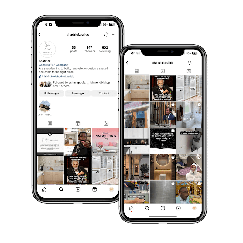 Shadrick Construction Instagram